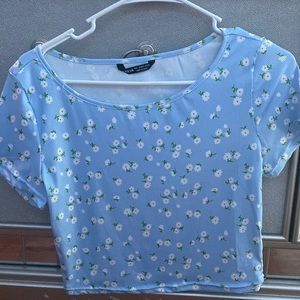 SHEIN Ditsy Floral Rib-Knit Tee